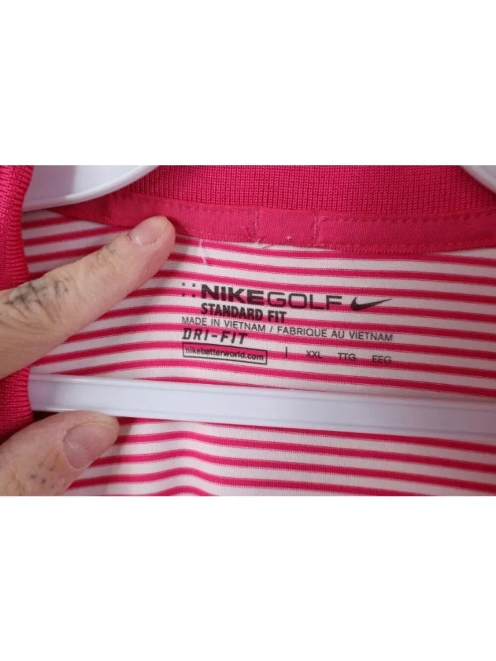 Nike Golf Mens 2XL XXL Performance Knit Striped Stretch Collared Golf Polo Shirt